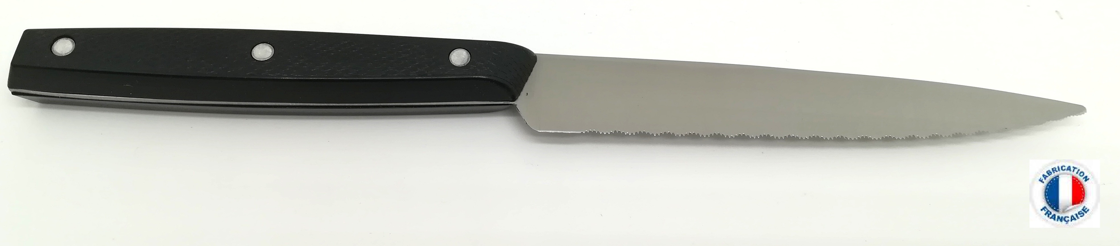 Stylo-couteau de défense argenté lame dentée